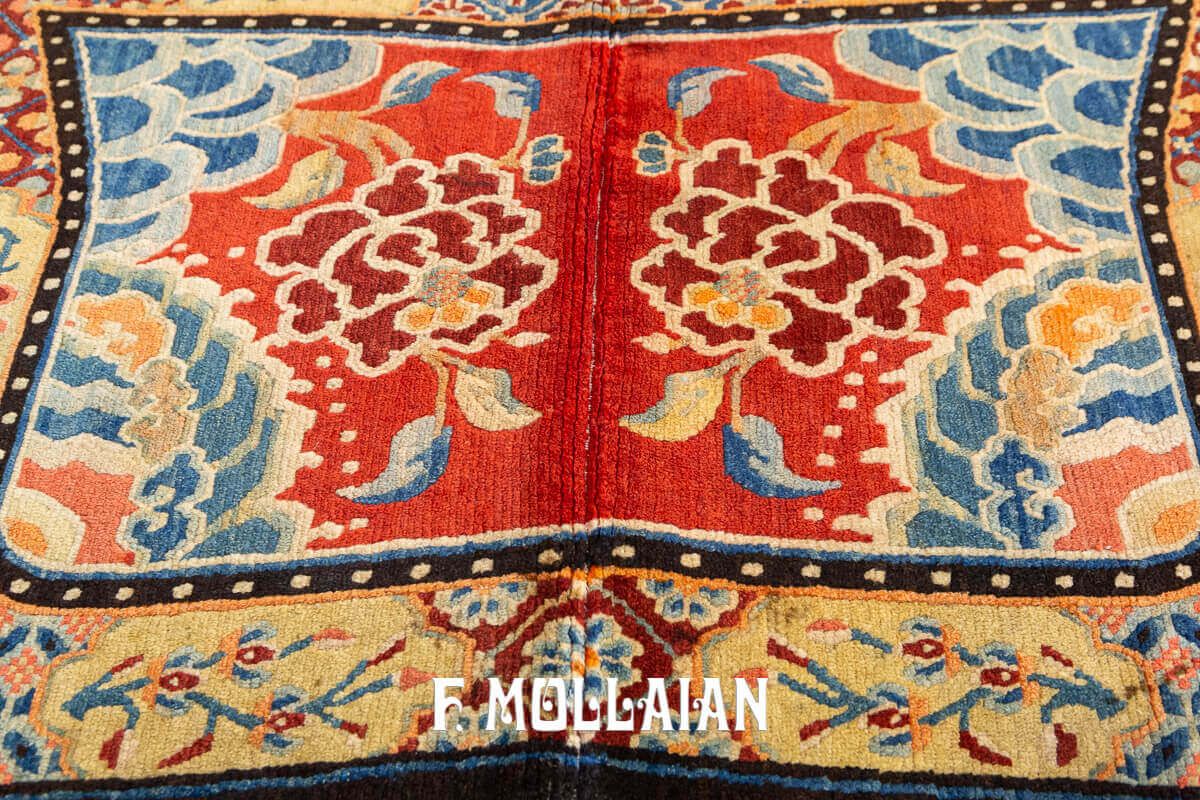 Antique Hand Knotted Under Horse Saddle Tibetan Rug n°:91836852